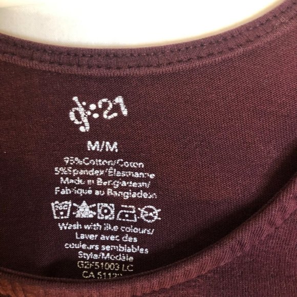 Burgundy Scoop Necked Mid Sleeve Shirt - Picture 6 of 6